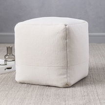 Online Designer Living Room Cotton Canvas Pouf, 16"x16"x17", White