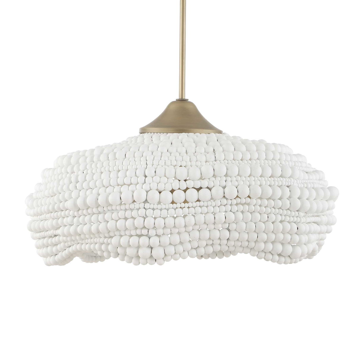 Biddeford 5 Light White Beaded Pendant, Ceiling Light by Uttermost, 24" width x 11.5" height x 24" diameter View 4