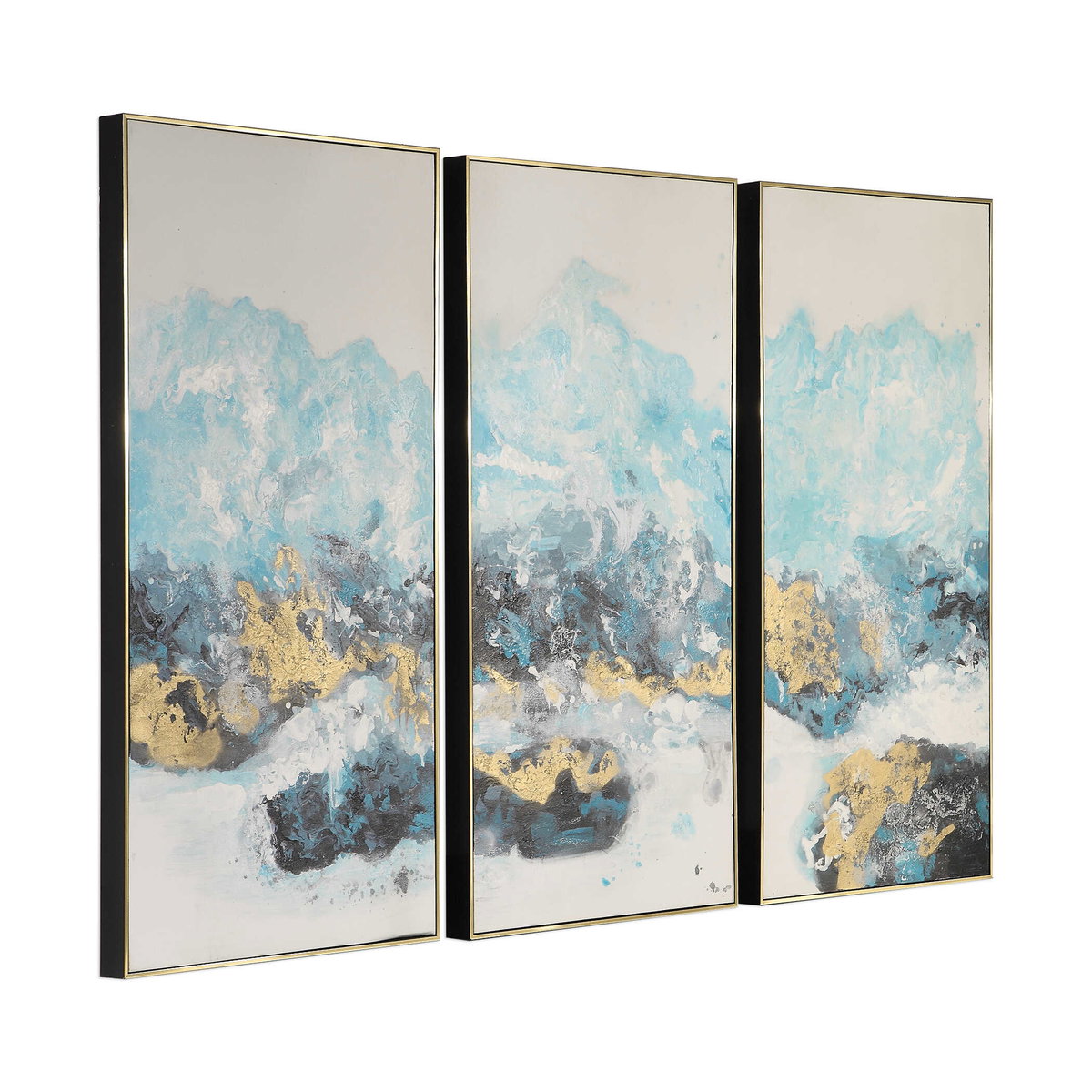 Crashing Waves Abstract Art Set/3, by Uttermost, 24.25" width x 48" height x 2.12" depth View 4