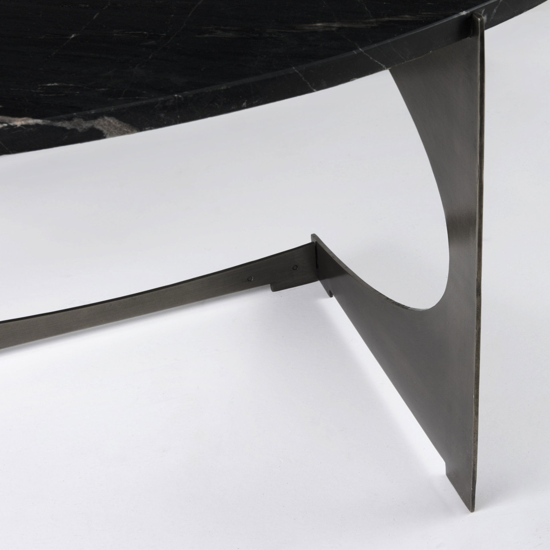 Reinhold III Black Marble Top Iron Coffee Table large image 