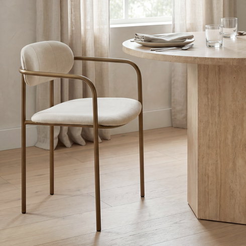 Parker I Cream Fabric Seat Gold Metal Frame Dining Chair