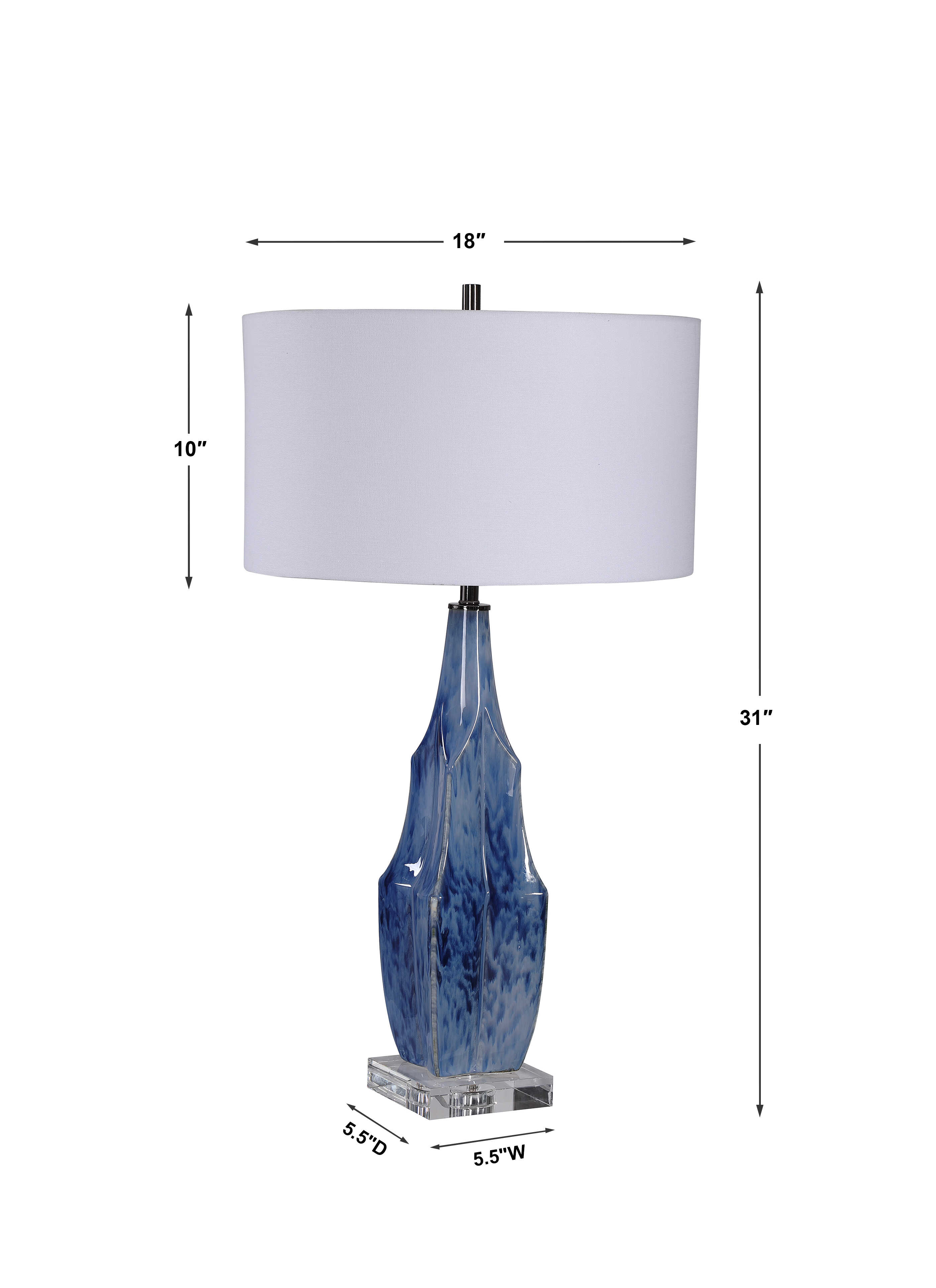 Everard Blue Table Lamp, by Uttermost, 18" width x 32.5" height x 18" depth View 3