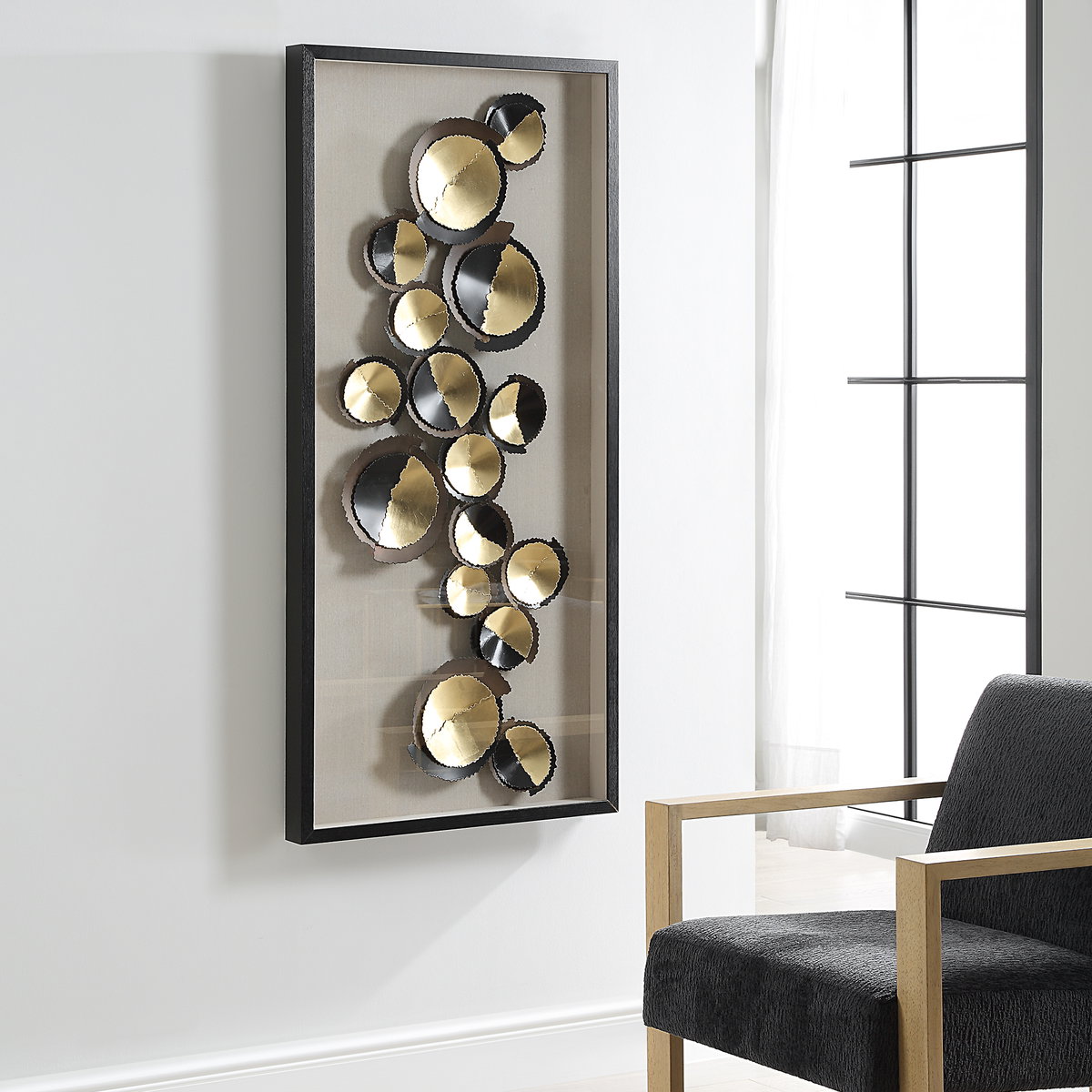Golden Hour Shadow Box, Sculptural Wall Art by Uttermost, 27.5" width x 59" height x 2.75" depth View 2