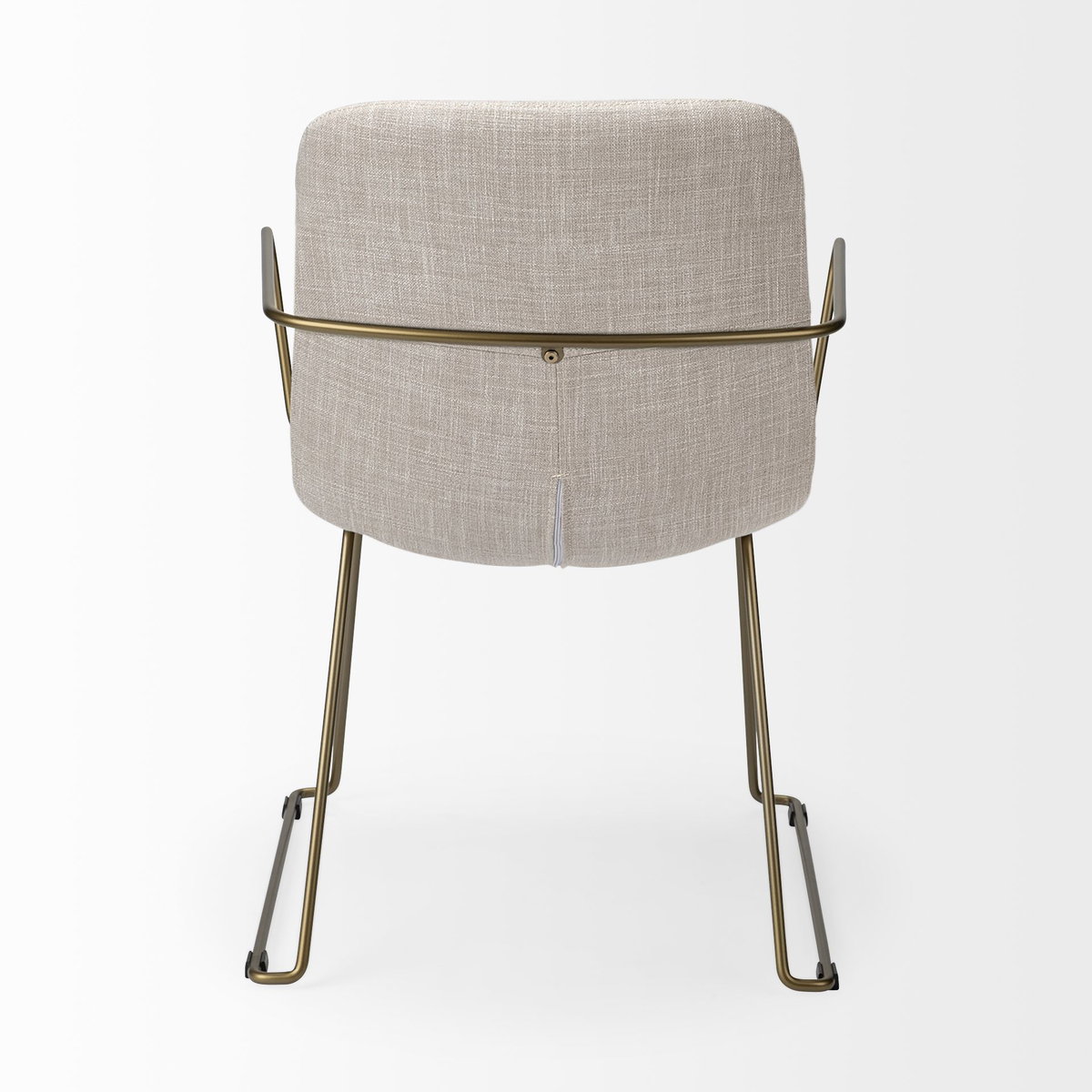 Sawyer Solid Back Dining Arm Chair | Beige Fabric with Gold Metal, Dining Chair by Mercana, 22.44" length x 24.8" width x 34.65" height View 7