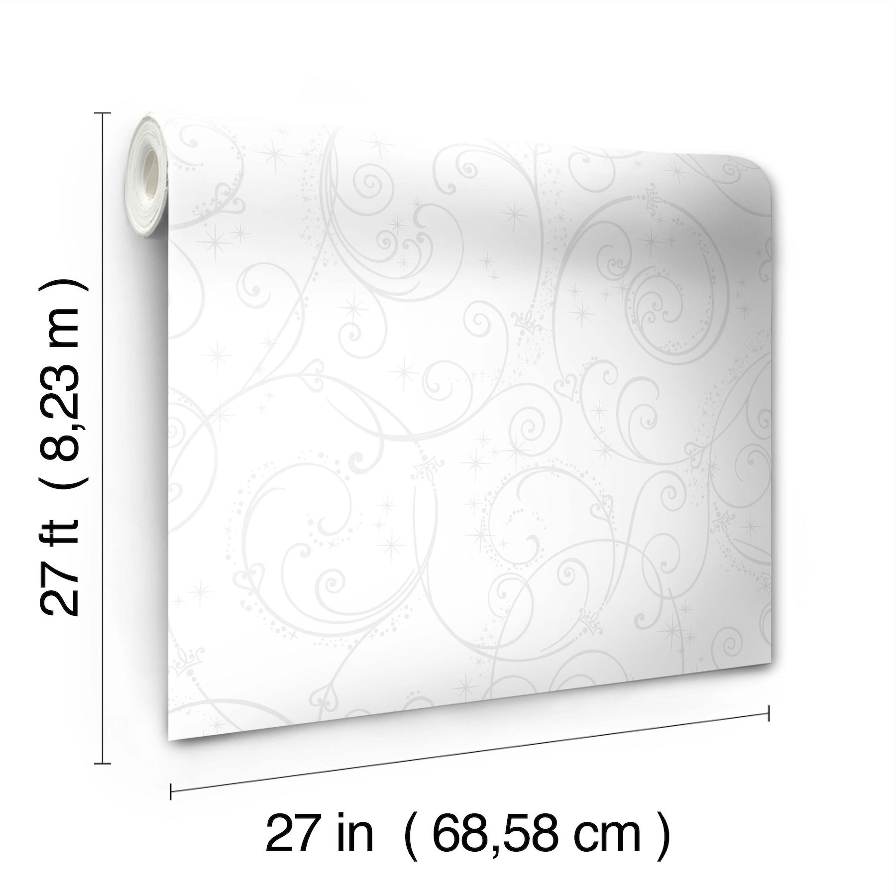 Disney Princess Perfect Scroll White Glitter Wallpaper large image 