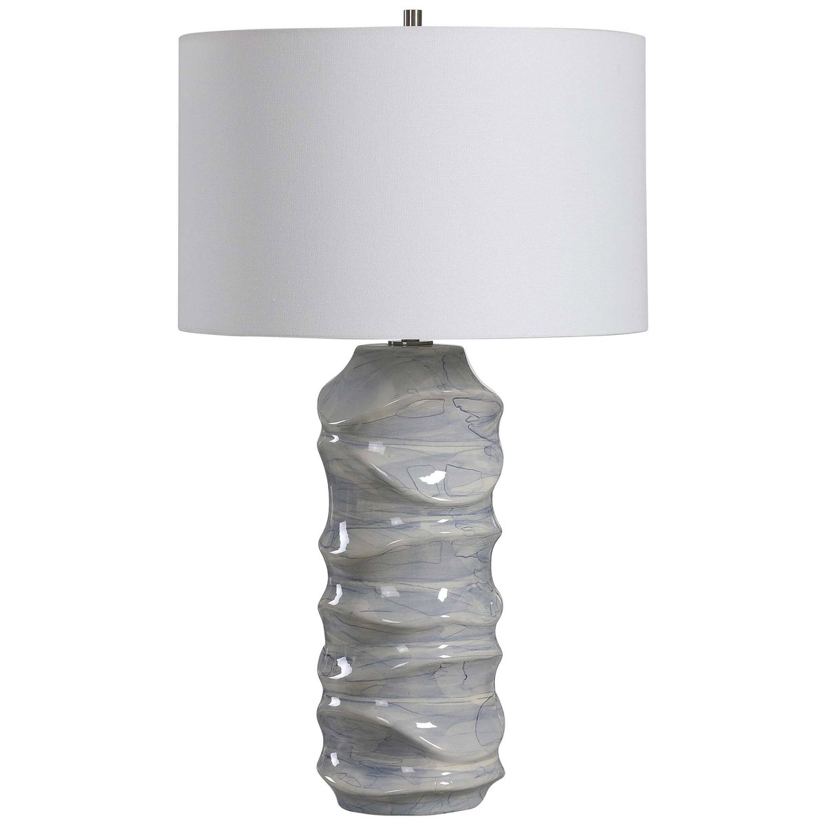 Waves Blue & White Table Lamp, by Uttermost, 16" width x 27.5" height x 16" depth View 5