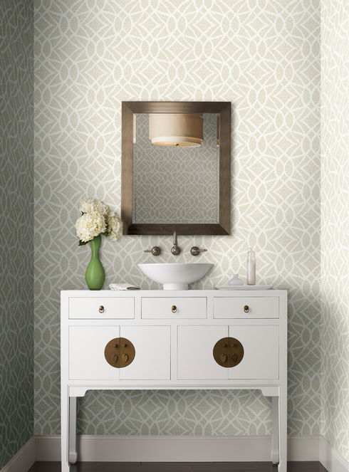 Boxwood Garden Beige Wallpaper