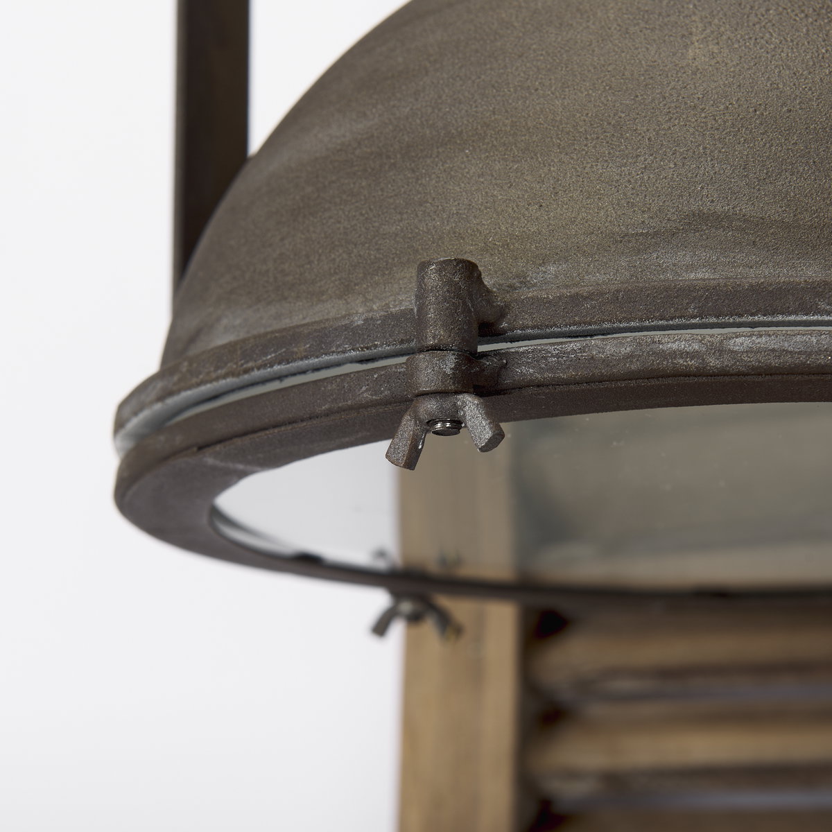 Tiposo 15x53 Brown Wood Slated Body Copper Metal Light Wall Sconce, by Mercana, 15" length x 15" width x 53" height View 8