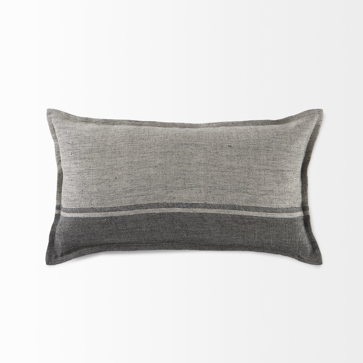 Zadie 14x26 Light Gray and Dark Gray Fabric Color Blocked Decorative Pillow Cover, by Mercana, 14" length x 26" width x 0.2" height View 9