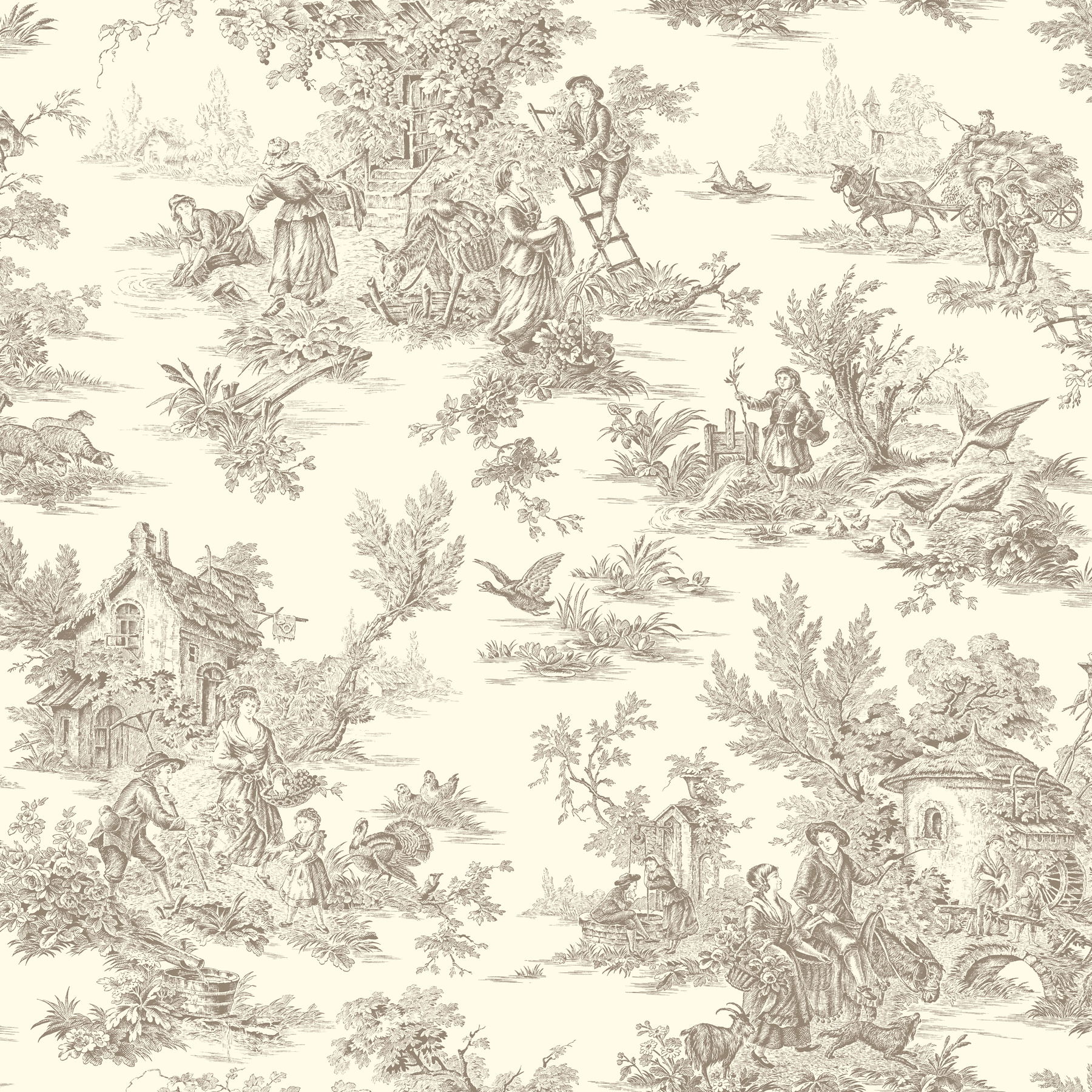 Champagne Brown & White Wallpaper, by York Wall, 33' length x 1'8.5" width x 0.02" depth View 1