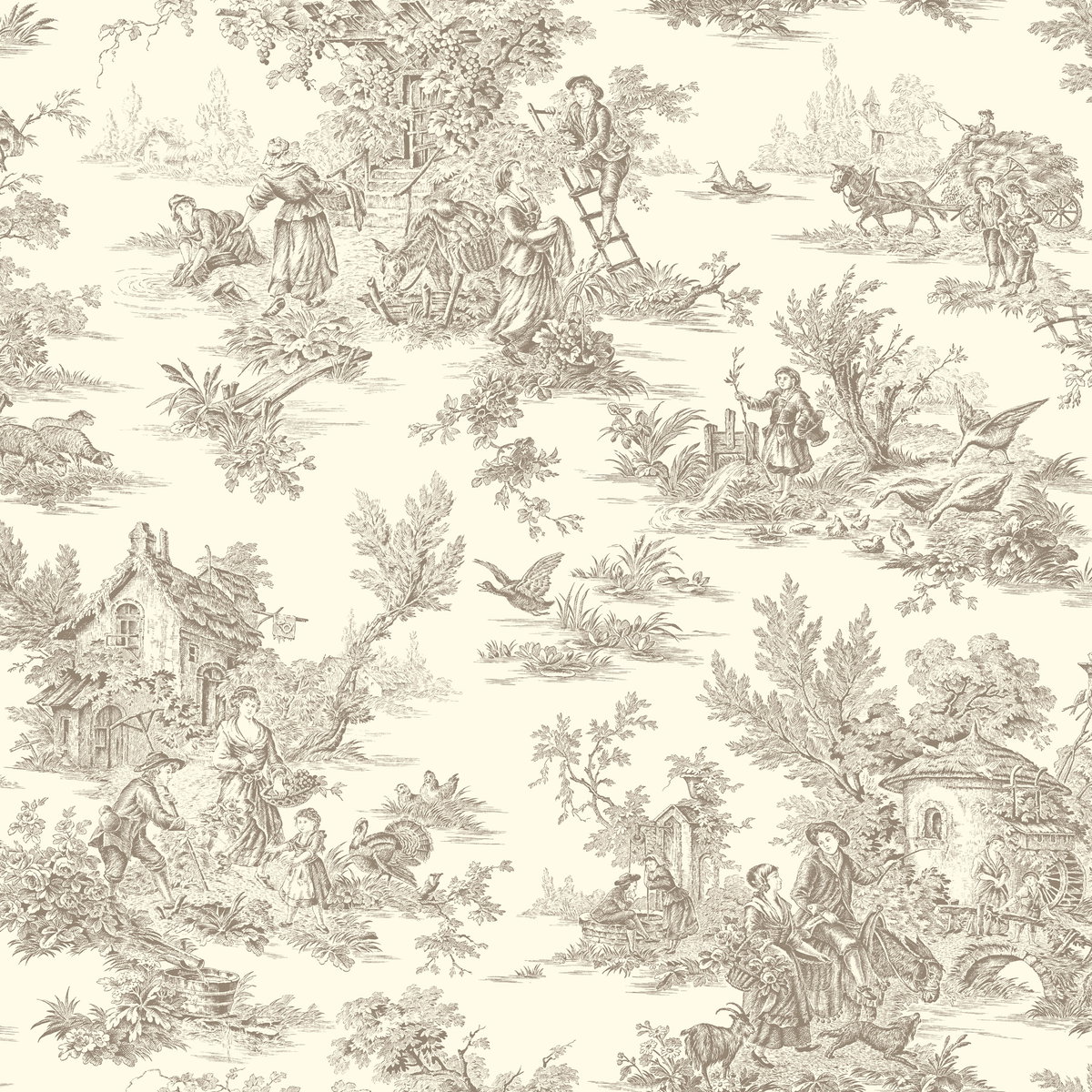 Champagne Brown & White Wallpaper, by York Wall, 33' length x 1'8.5" width x 0.02" depth