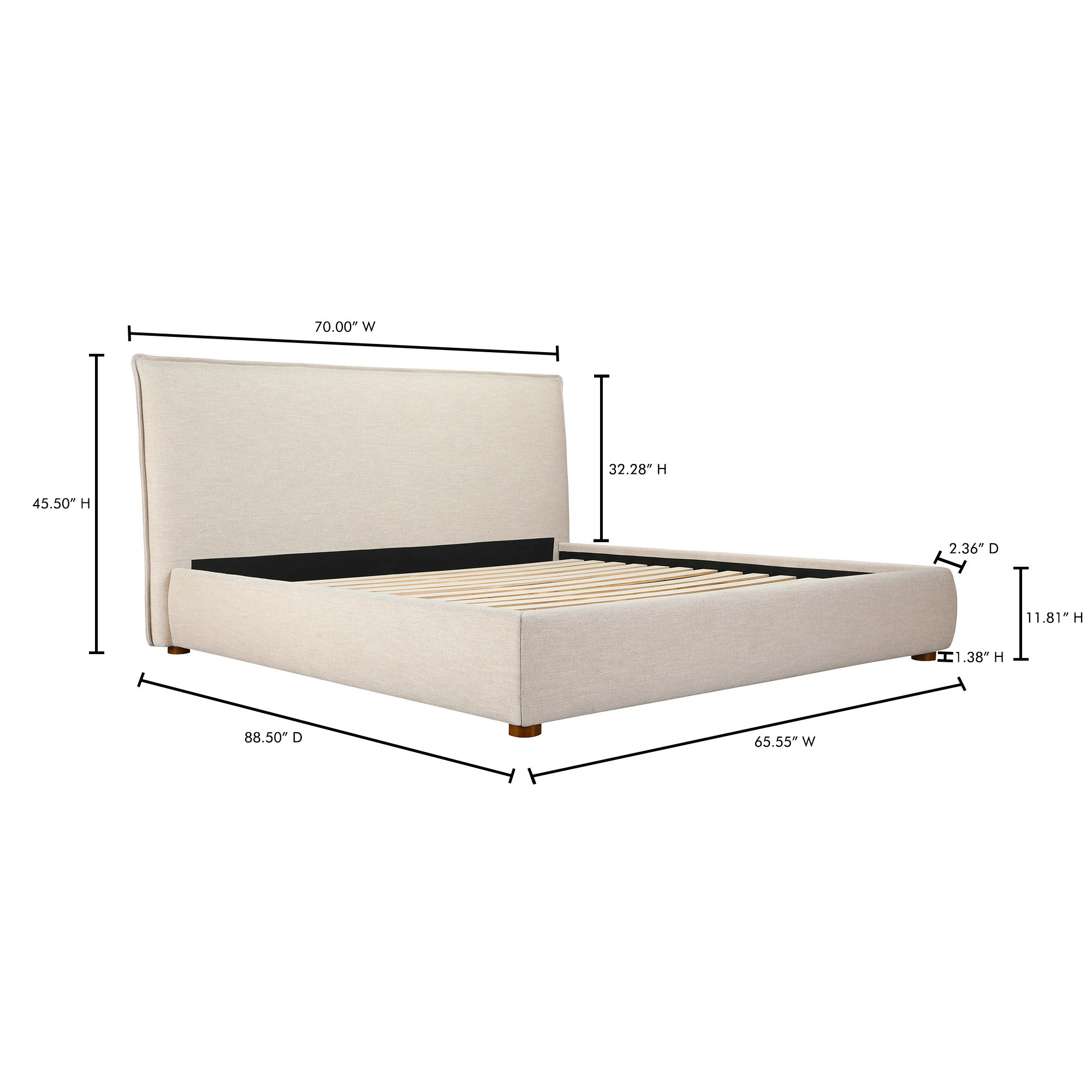 Luzon Queen Bed Wheat, by Moe's Home, 70" width x 45.5" height x 88.5" depth View 14