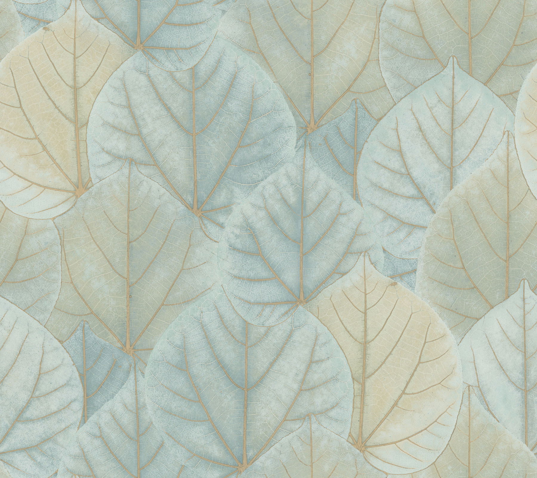 Leaf Concerto Turquoise Peel & Stick Wallpaper large image 