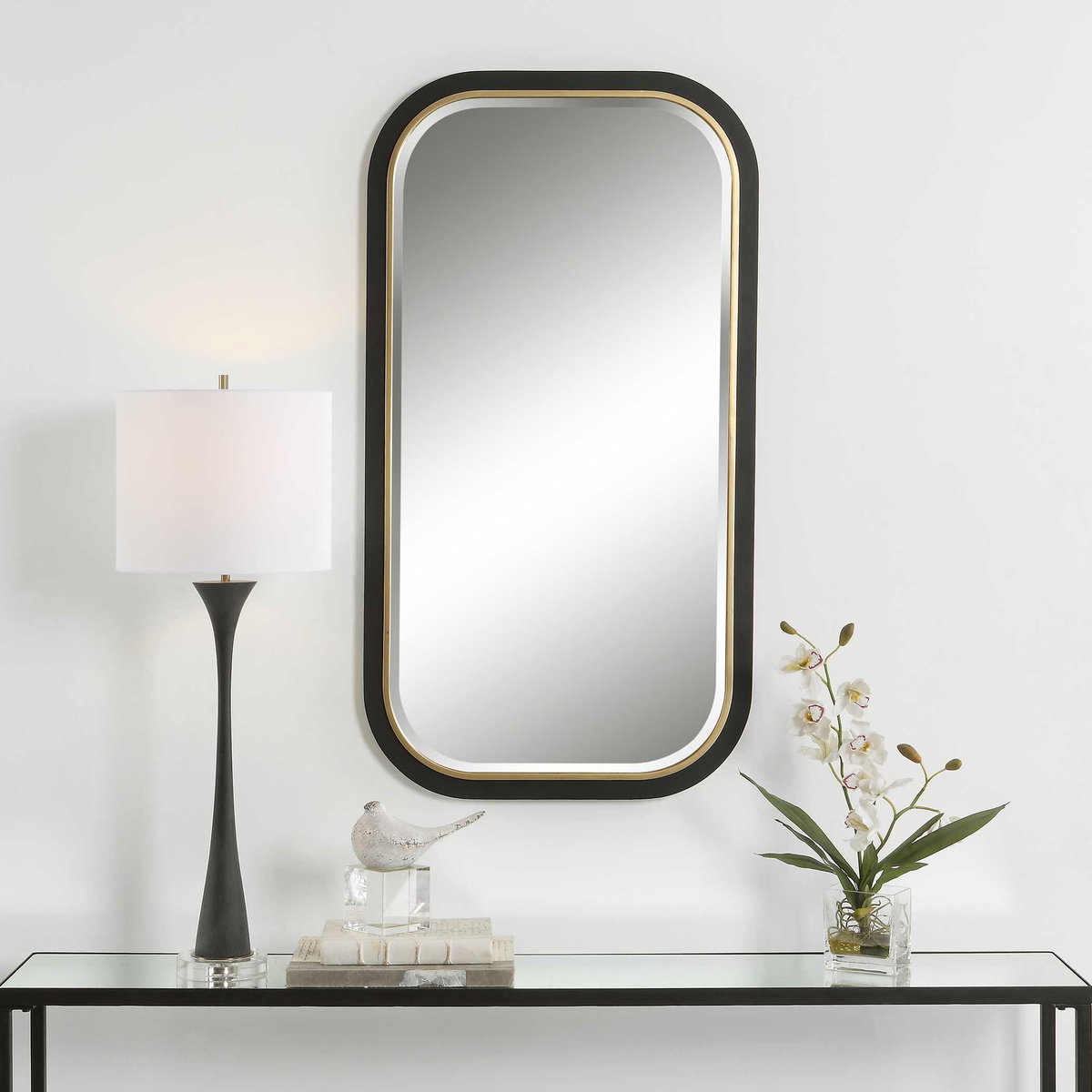 Nevaeh Curved Rectangle Mirror, by Uttermost, 23.25" width x 43.25" height x 1.12" depth View 5
