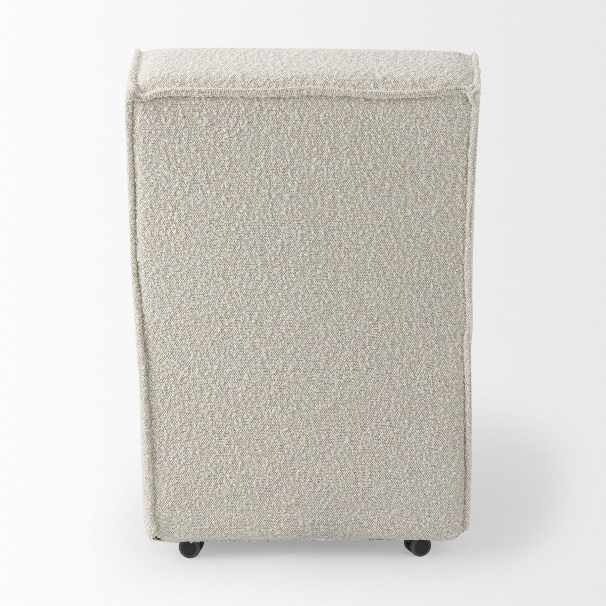 Damon Barrel Back Dining Arm Chair | Cream Fabric with Caster Base, Dining Chair by Mercana, 20.47" length x 27.17" width x 31.3" height View 9