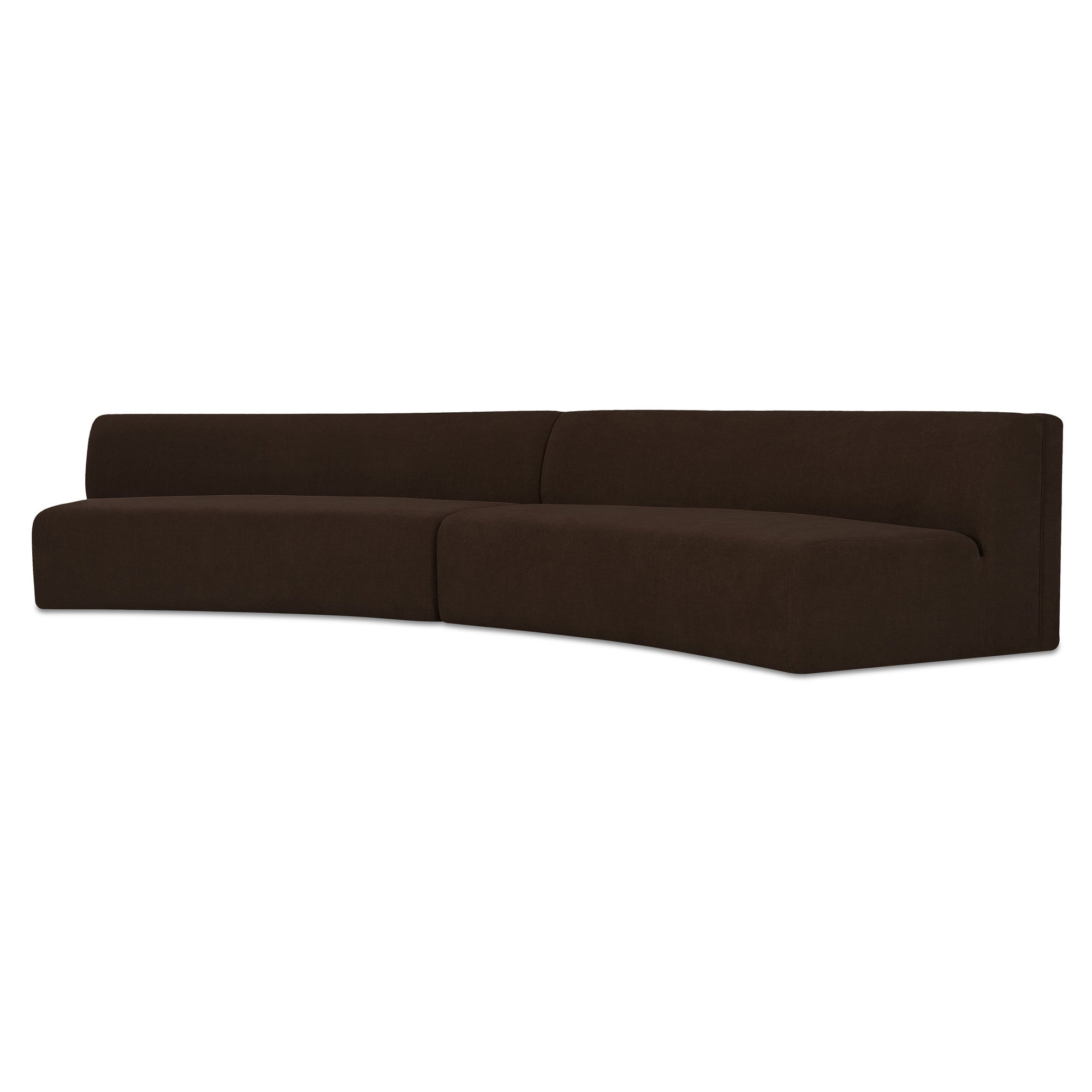 Naomi 2 Piece Concave Modular Sectional Dark Brown, Sectional Sofa by Moe's Home, 161.4" width x 28.3" height x 39" depth View 3