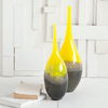 Jasse Large Yellowith Gray Ombre Glass Vase, by Mercana, 7.09" length x 7.09" width x 20.67" height thumbnail 4