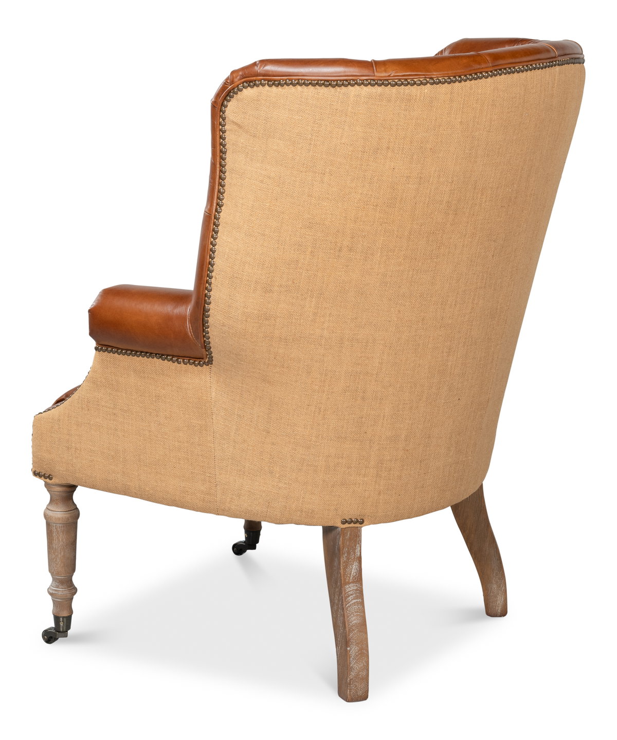 Welsh Leather & Jute Chair, Seating by Sarreid, 32" length x 33" width x 43" height View 11