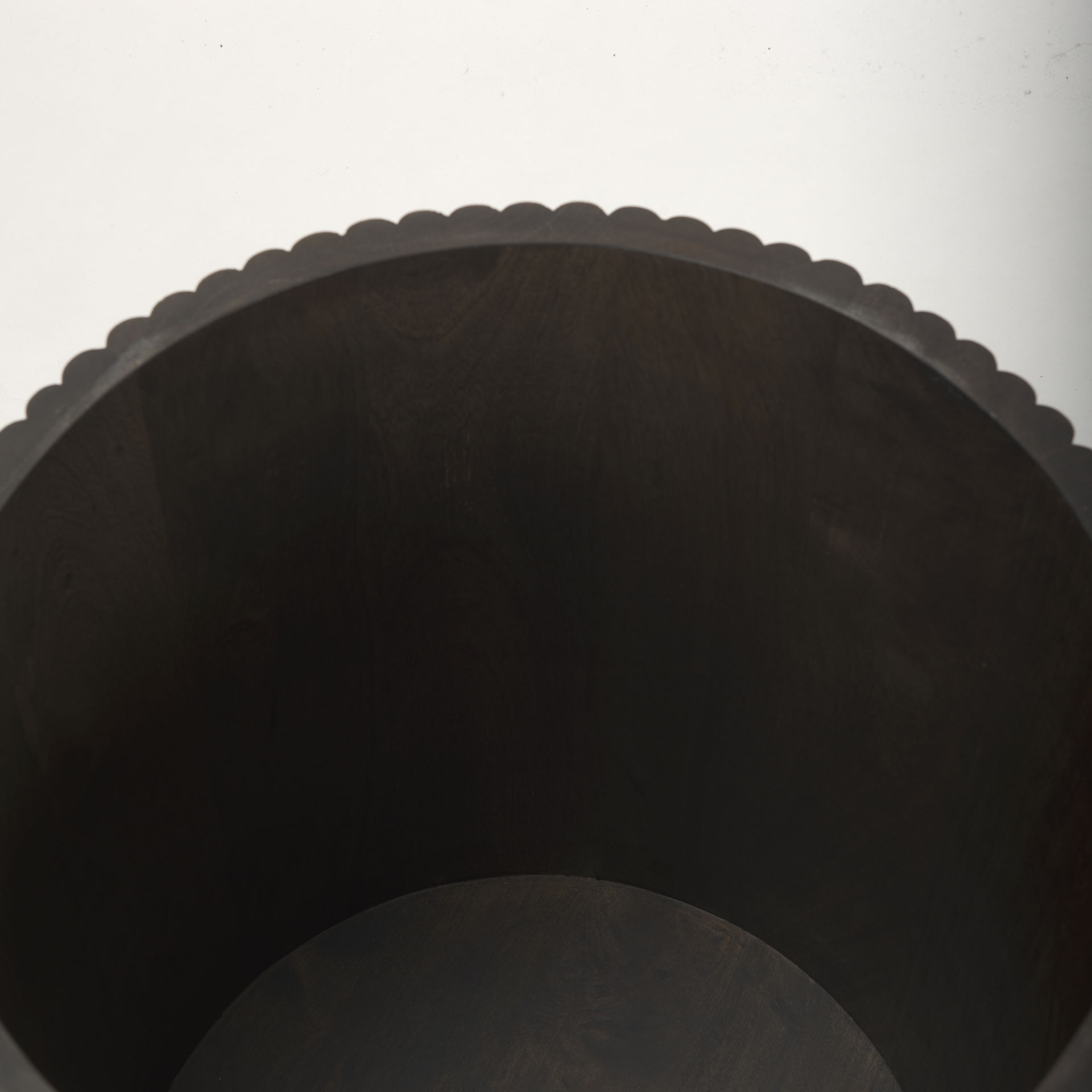 Terra 18L x 18W x 22H Dark Brown Wood Fluted Round Side Table, Side & End Table by Mercana, 18" length x 18" width x 22" height View 10