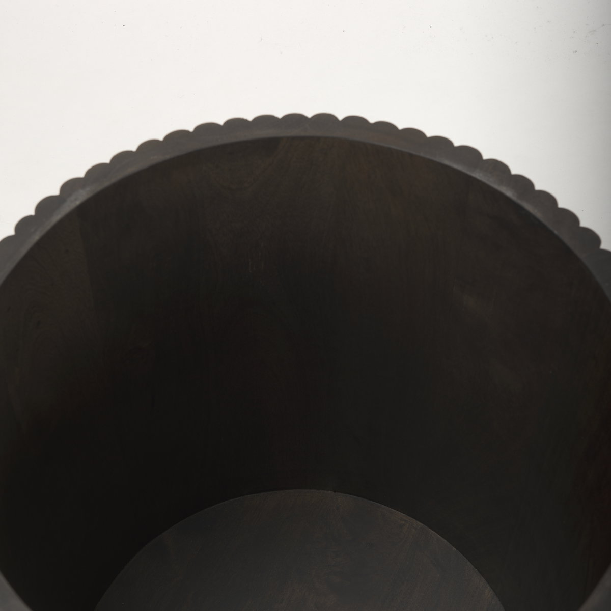 Terra 18L x 18W x 22H Dark Brown Wood Fluted Round Side Table, Side & End Table by Mercana, 18" length x 18" width x 22" height View 10