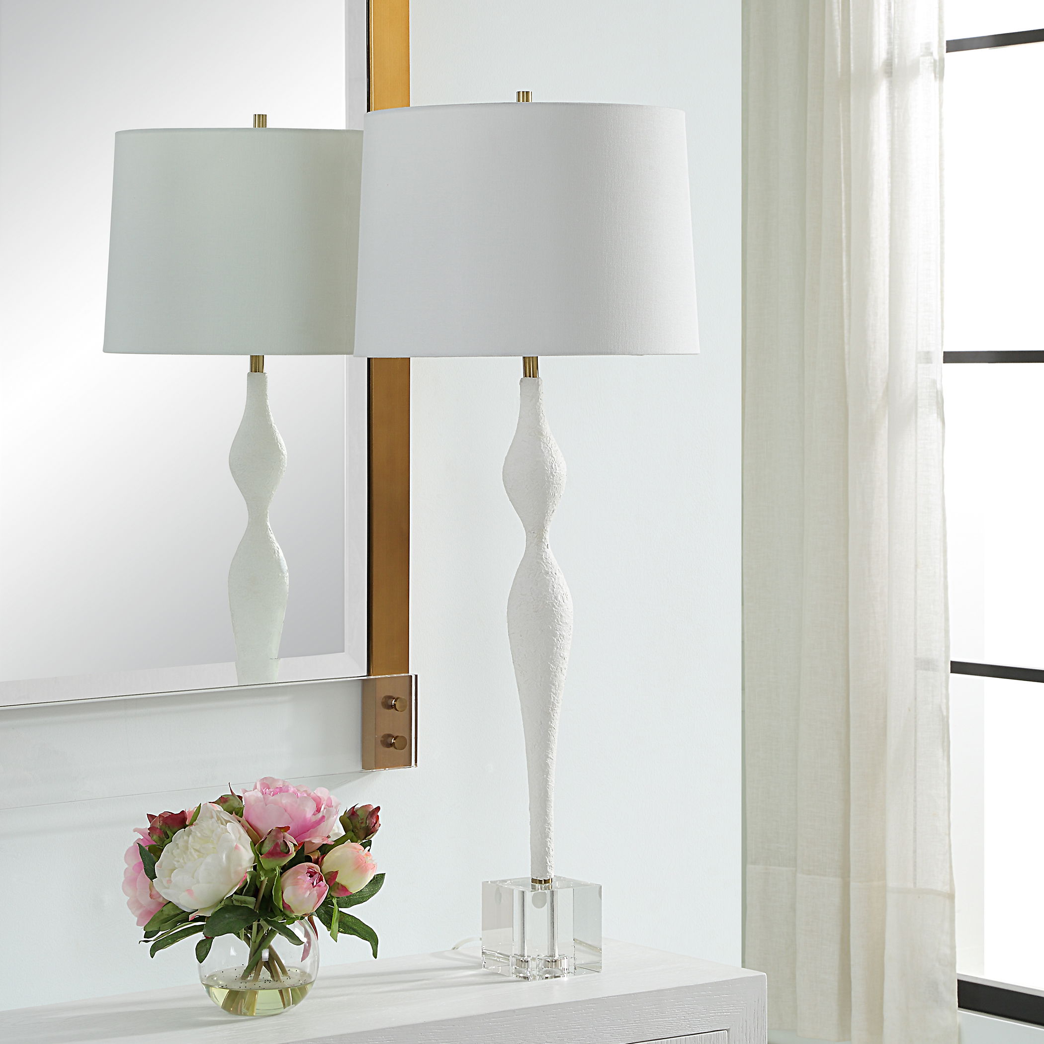 Helena Slender White Table Lamp large image 