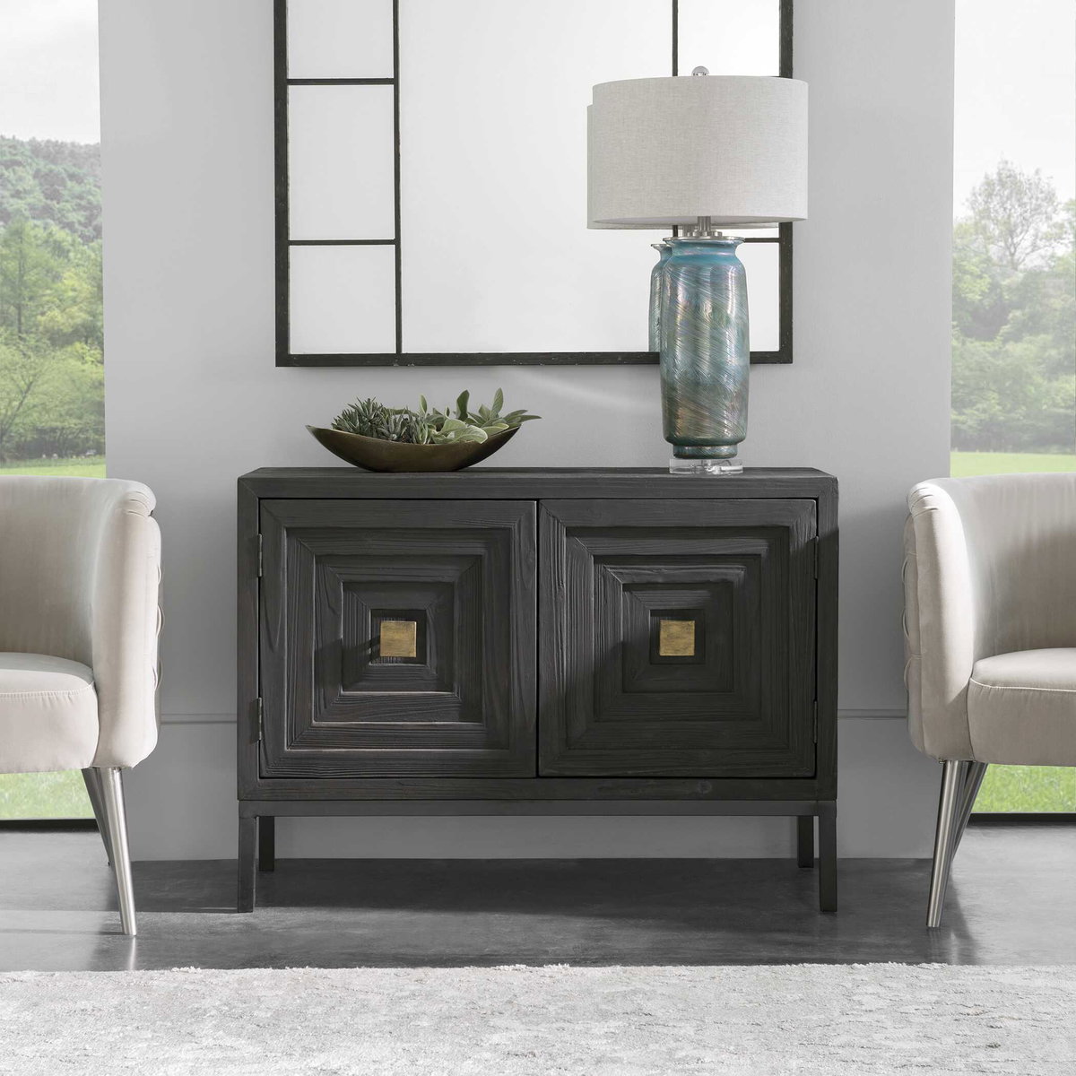 Aiken Dark Walnut 2 Door Cabinet, Cabinets & Chest by Uttermost, 43.25" width x 31.12" height x 16" depth View 4