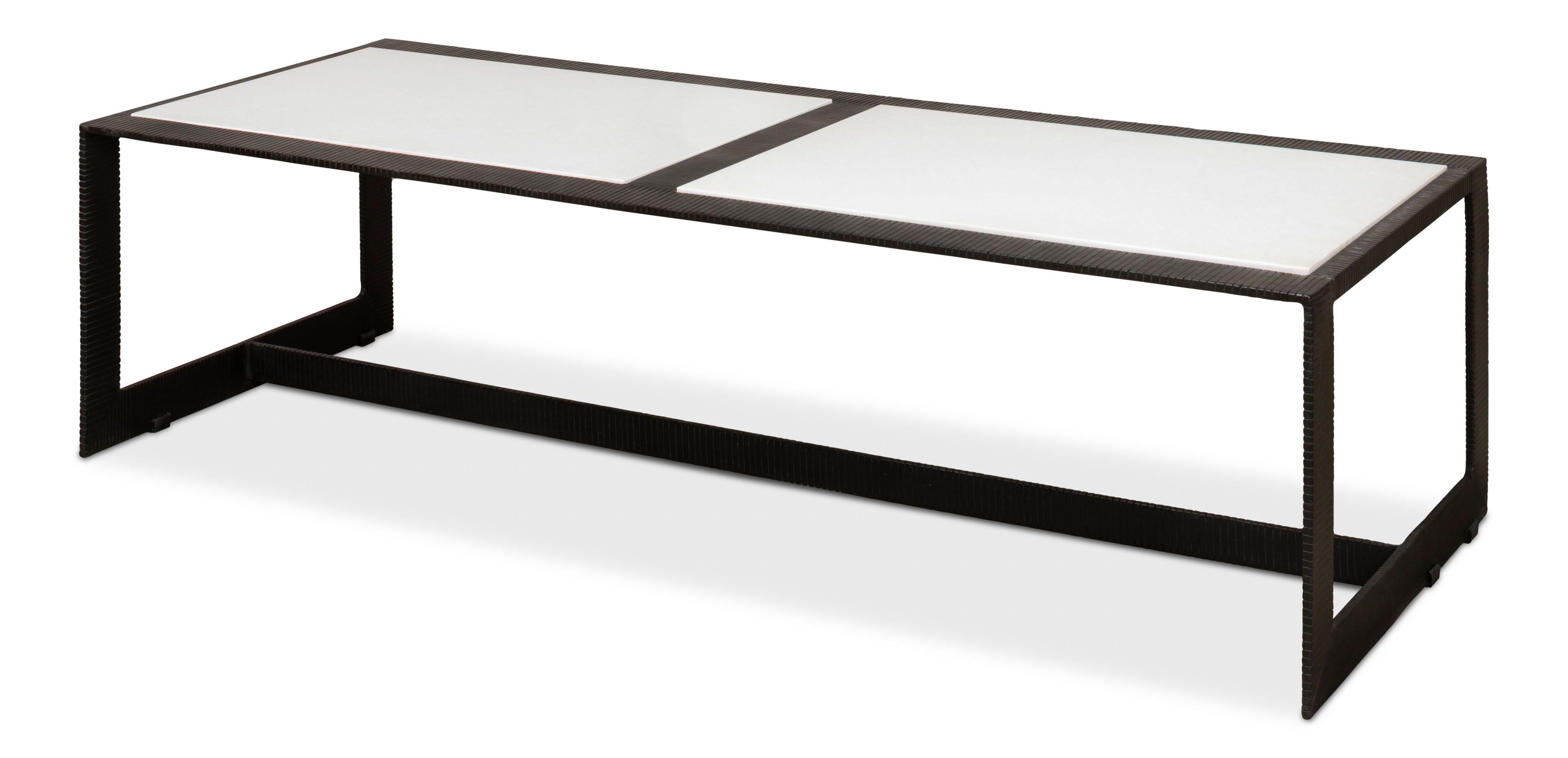 Ridged Iron Rectangular Coffee Table large image 