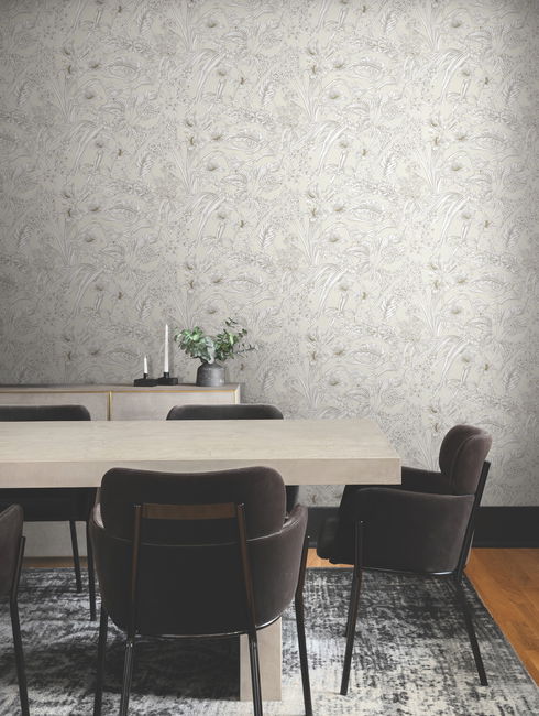 Orchid Conservatory Toile Beige & Taupe Wallpaper
