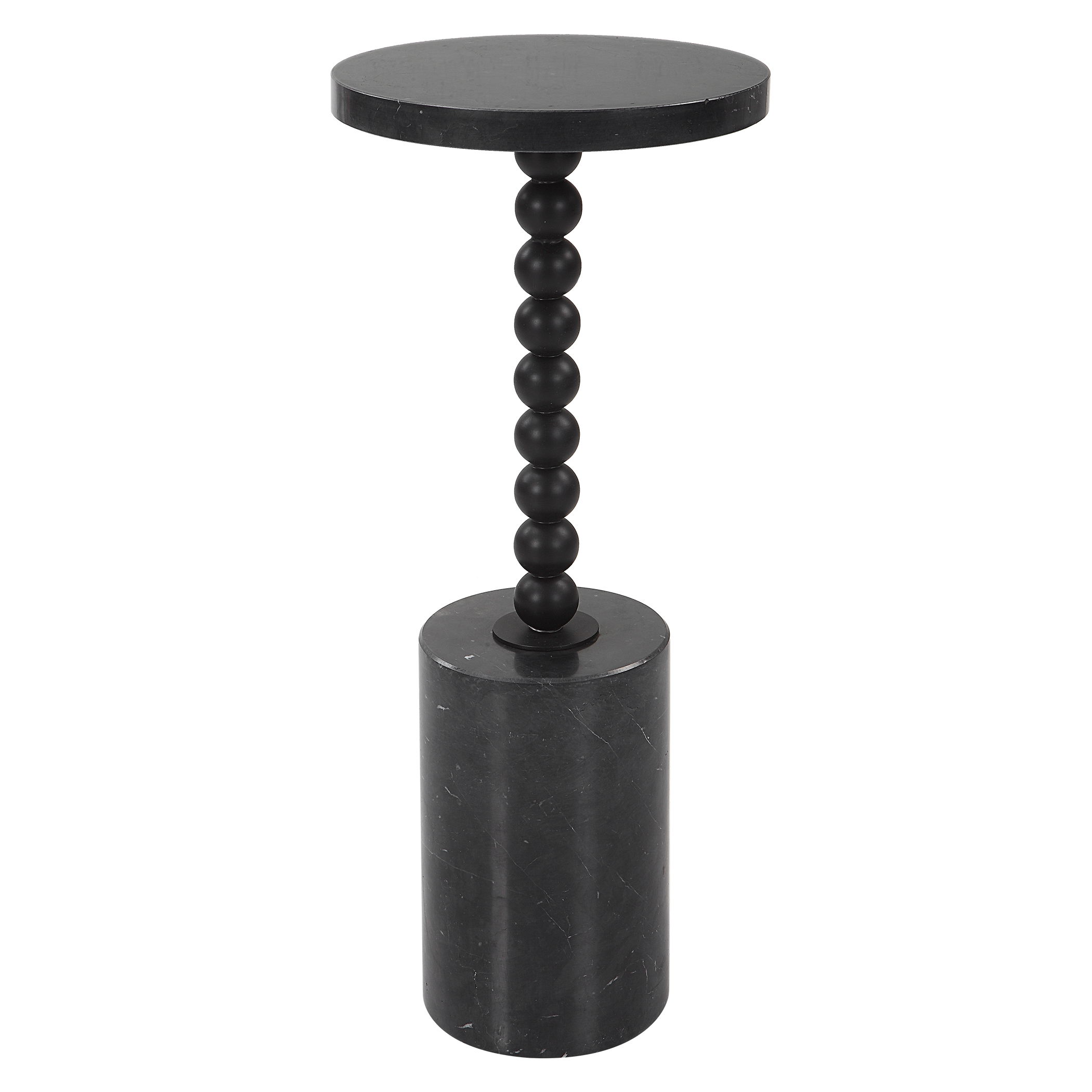 Bead Black Marble Drink Table, Furniture by Uttermost, 10" width x 24" height x 10" depth View 1