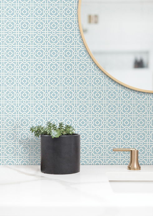 Pergola Lattice Blue Wallpaper