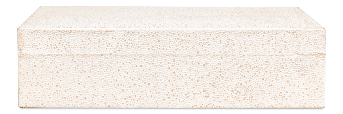 Gatsburg Shagreen Box Osprey White  S/2, by Sarreid, 6" length x 1' width x 3" height View 3