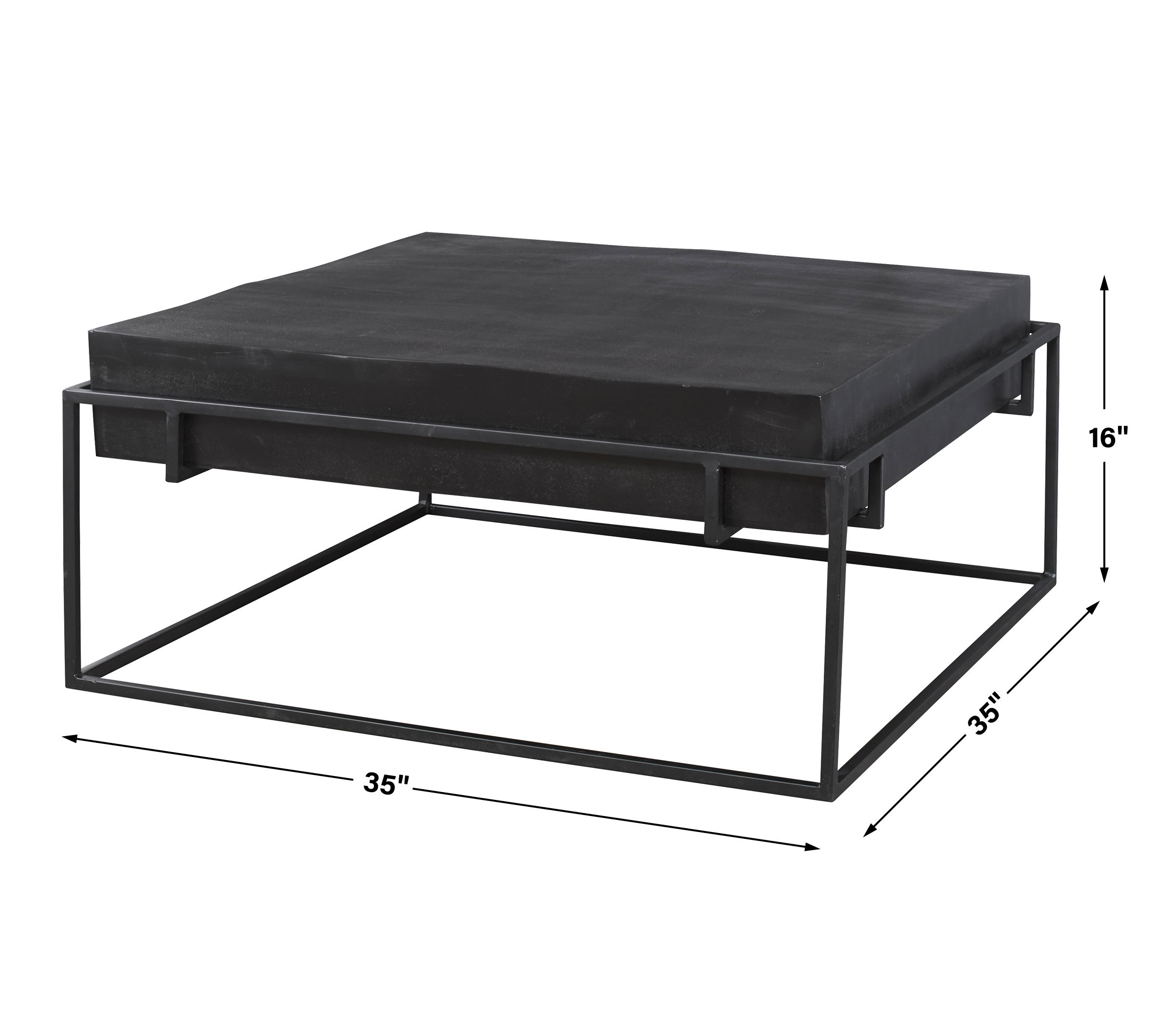 Telone Modern Black Coffee Table, Furniture by Uttermost, 35" width x 16" height x 35" depth View 3