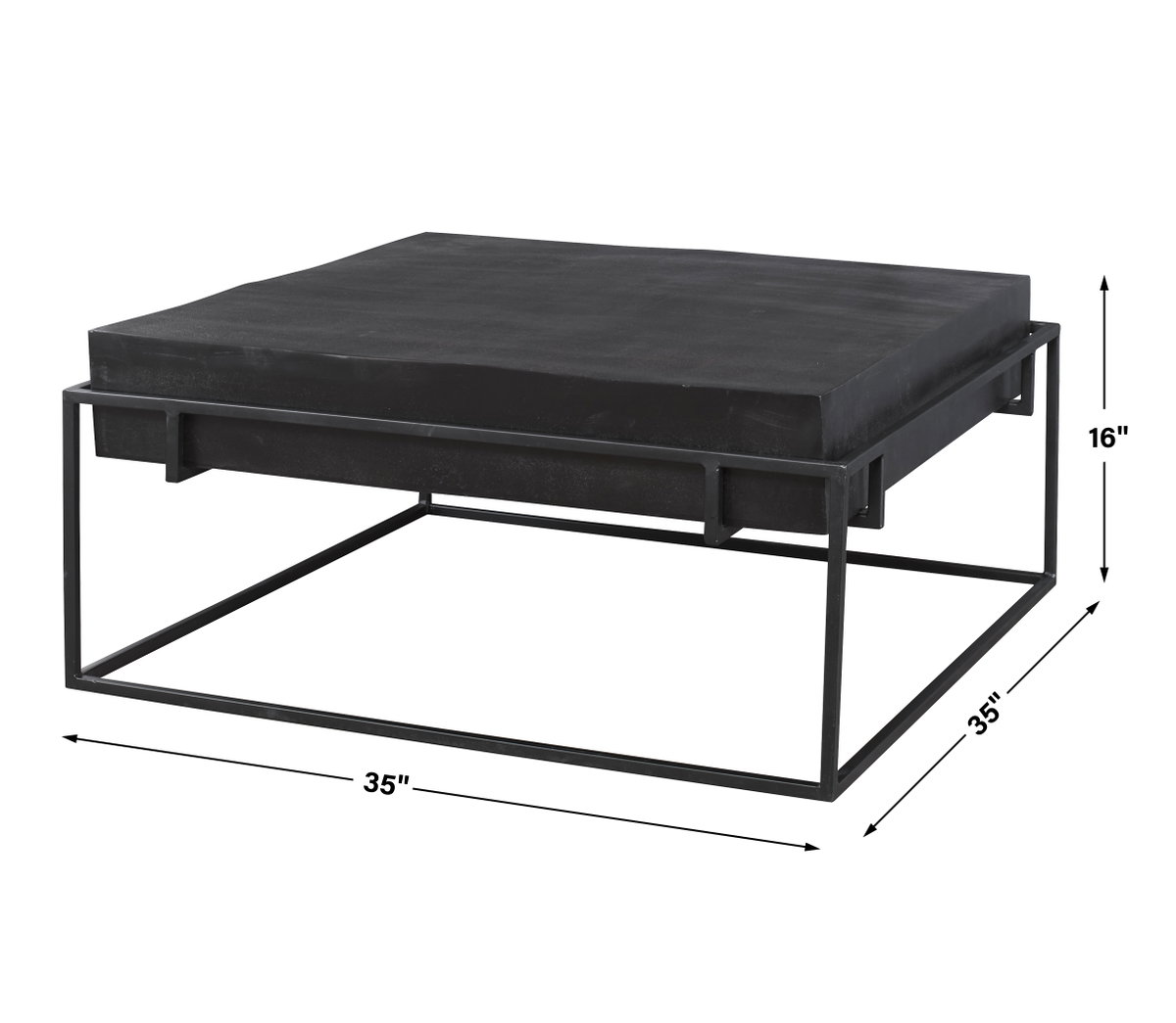 Telone Modern Black Coffee Table, by Uttermost, 35" width x 16" height x 35" depth View 3