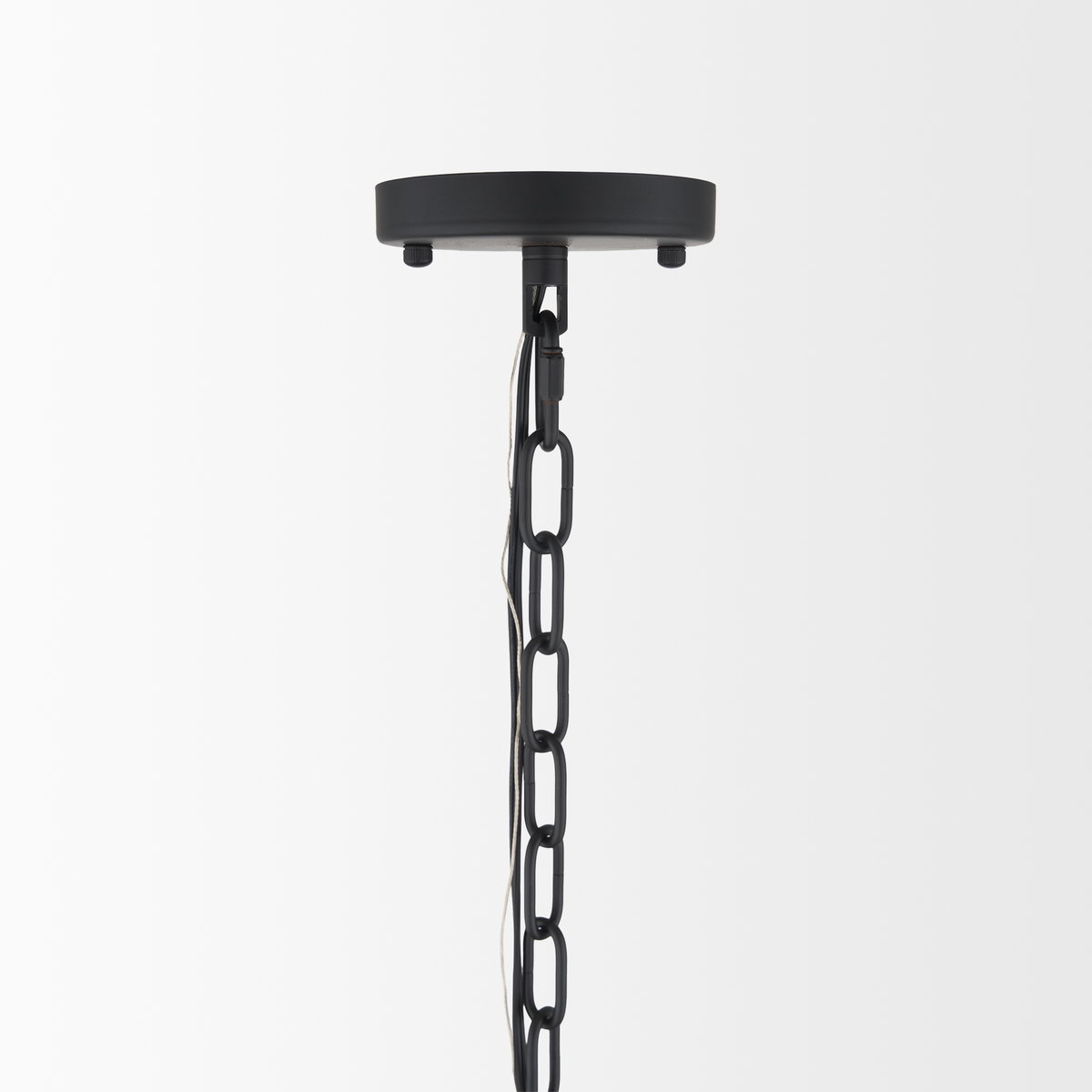 Barbara Matte Black Metal with Frosted Glass Globes 18-Light Chandelier, by Mercana, 48.82" length x 48.82" width x 48.82" height View 5