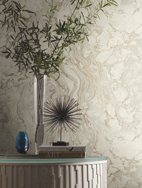 Polished Marble White & Gold Wallpaper