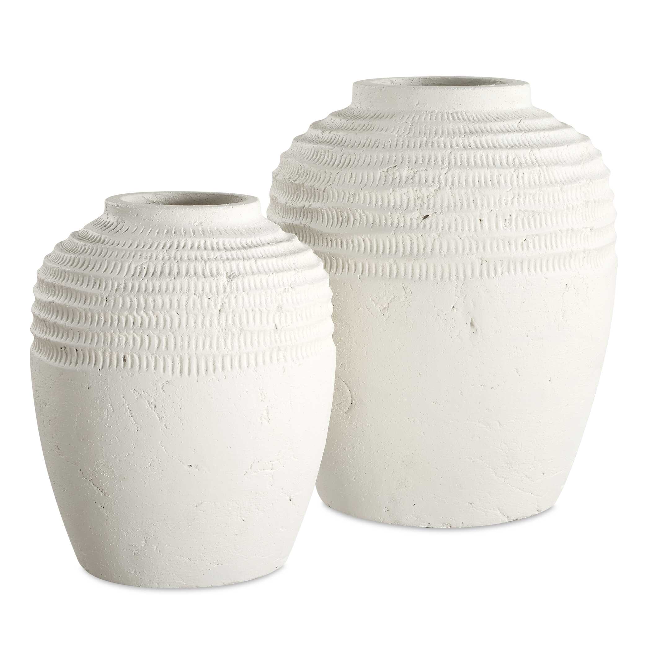 Luna Ridge White Ceramic Vases Set/2, Decorative by Uttermost, 11.75" width x 14.25" height x 11.75" depth View 1
