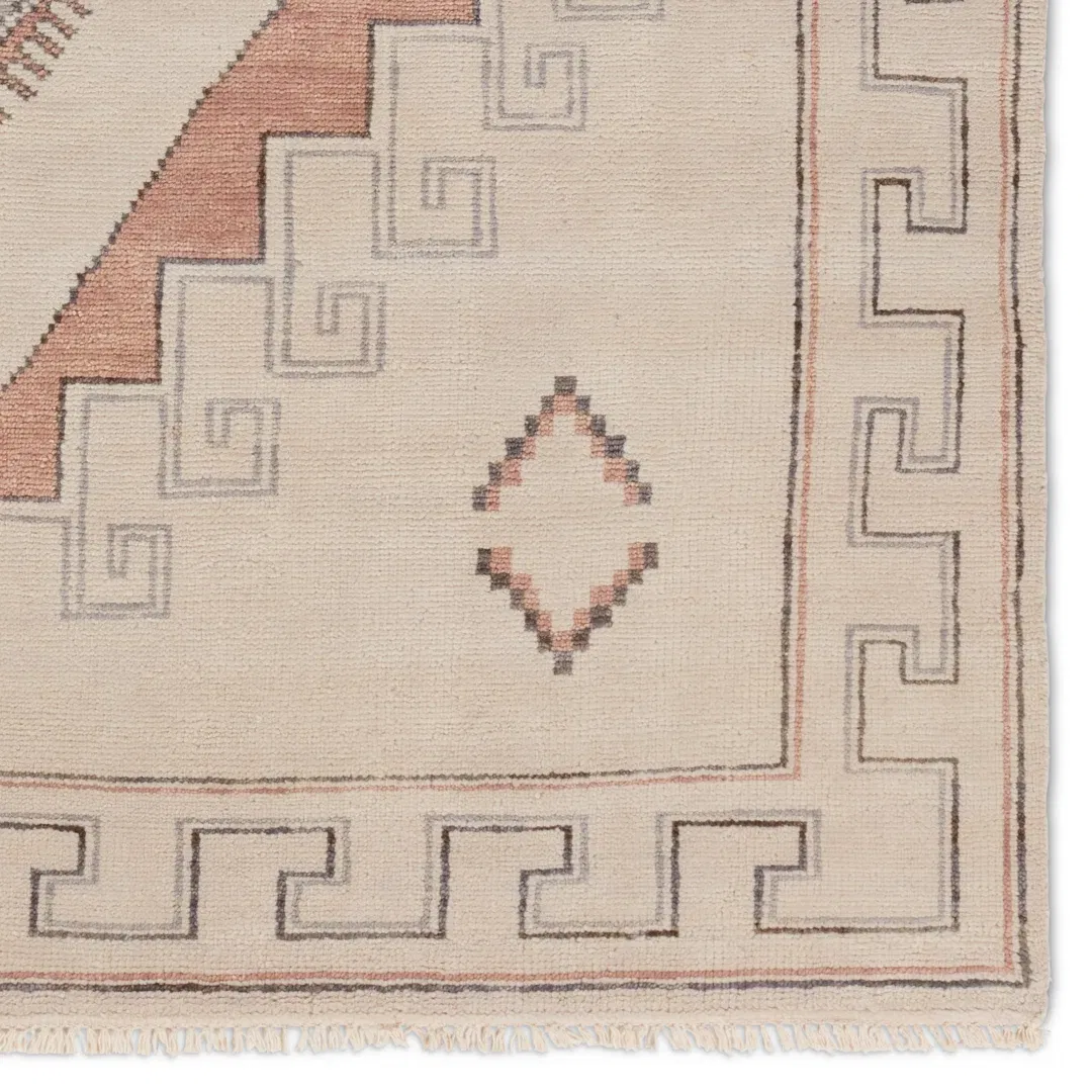 Jaipur Living Azzurro JIN08 Handknotted Medallion Cream and Pink Area Rug (10'x14') large image 