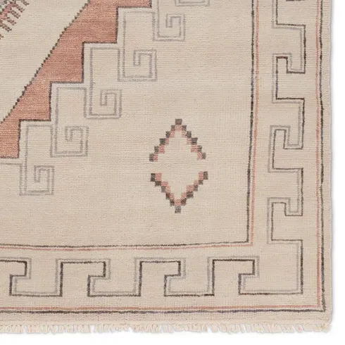 Jaipur Living Azzurro JIN08 Handknotted Medallion Cream and Pink Area Rug (10