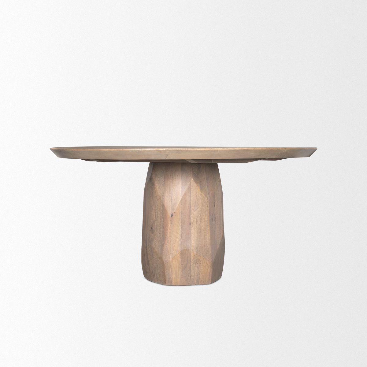 Fitzgerald 60' Round Pedestal Dining Table | Light Brown Wood | Seats 6, by Mercana, 60" length x 60" width x 30" height View 5
