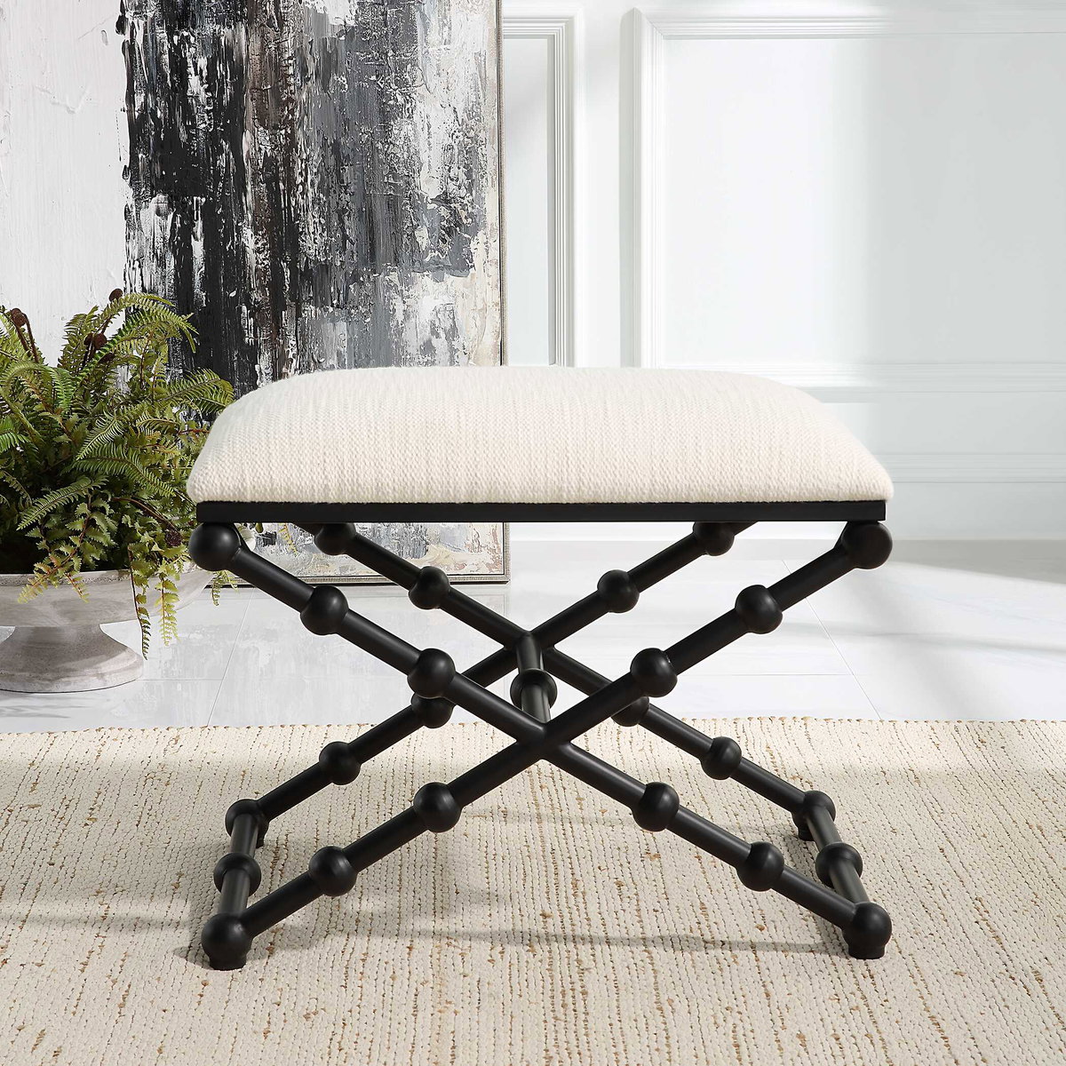 Iron Drops Small Bench, Benche by Uttermost, 24" width x 19.5" height x 16" depth View 4