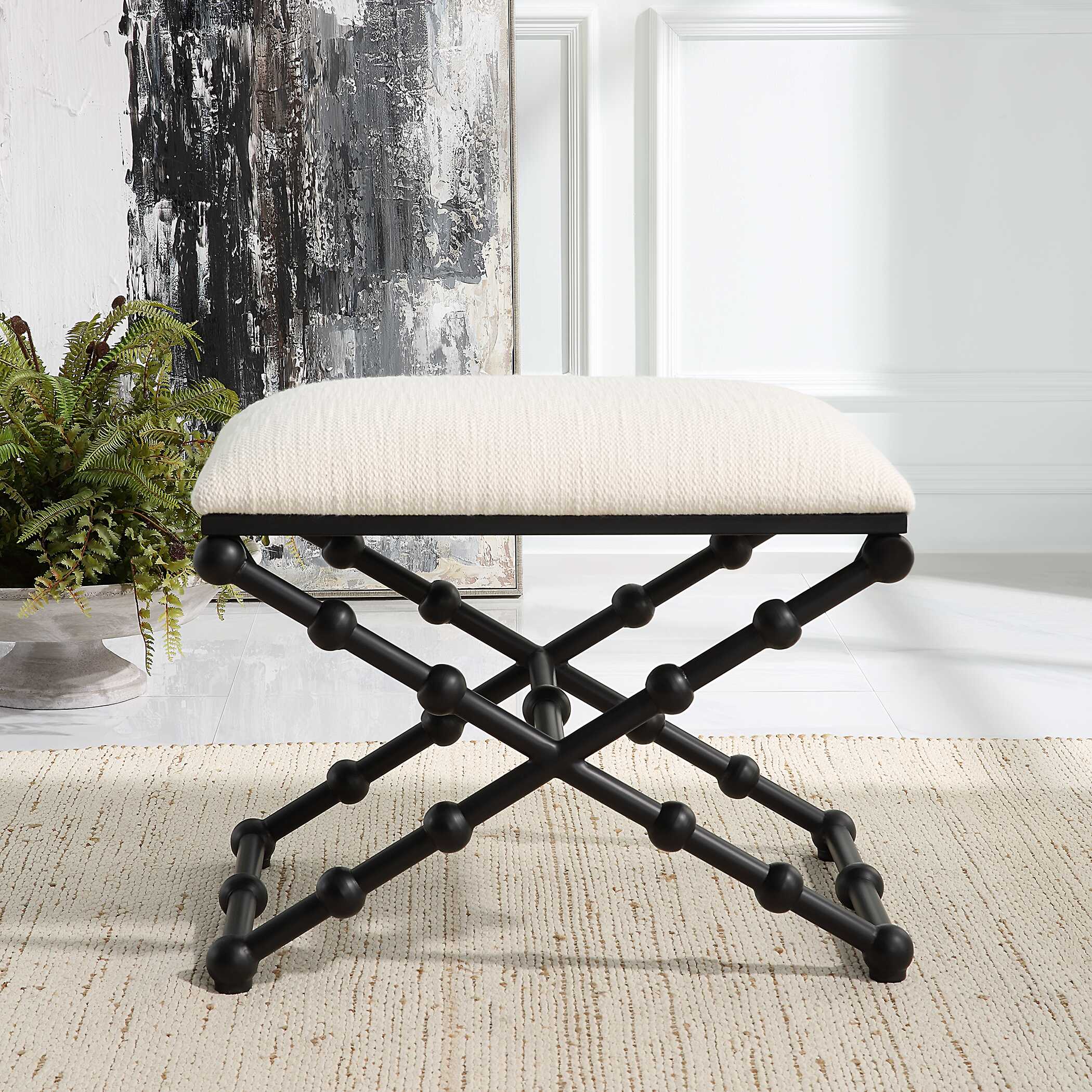 Iron Drops Small Bench, Furniture by Uttermost, 24" width x 19.5" height x 16" depth View 4