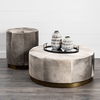 Zahavi 36' Gray Hair-On-hide with Metal Base Ottoman thumbnail 1