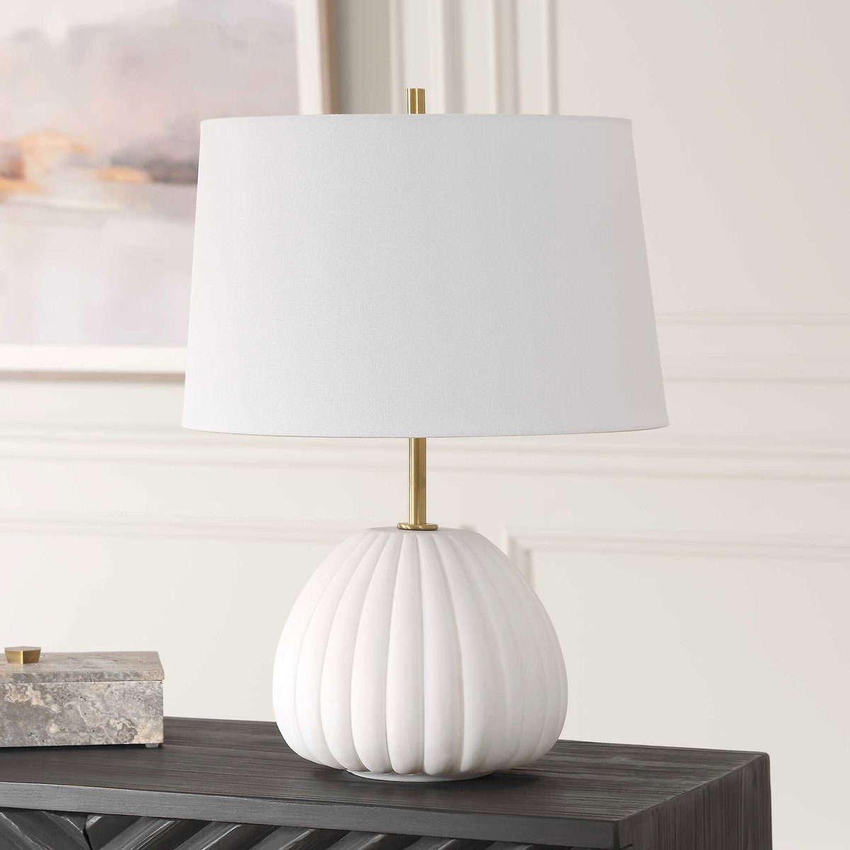 Lynna Ivory Table Lamp, by Uttermost, 16" width x 22.5" height x 16" depth View 4