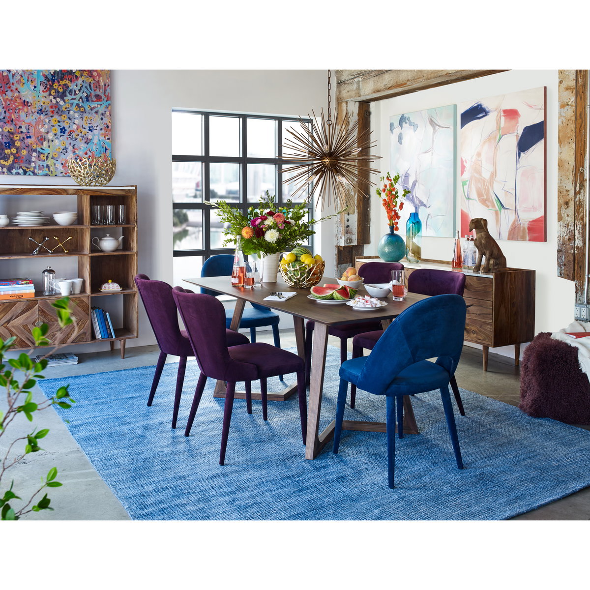 Godenza Rectangular Dining Table Walnut, by Moe's Home, 71" width x 29.5" height x 35.5" depth View 9