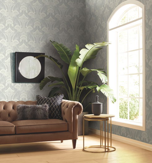 Nouveau Damask Black Wallpaper