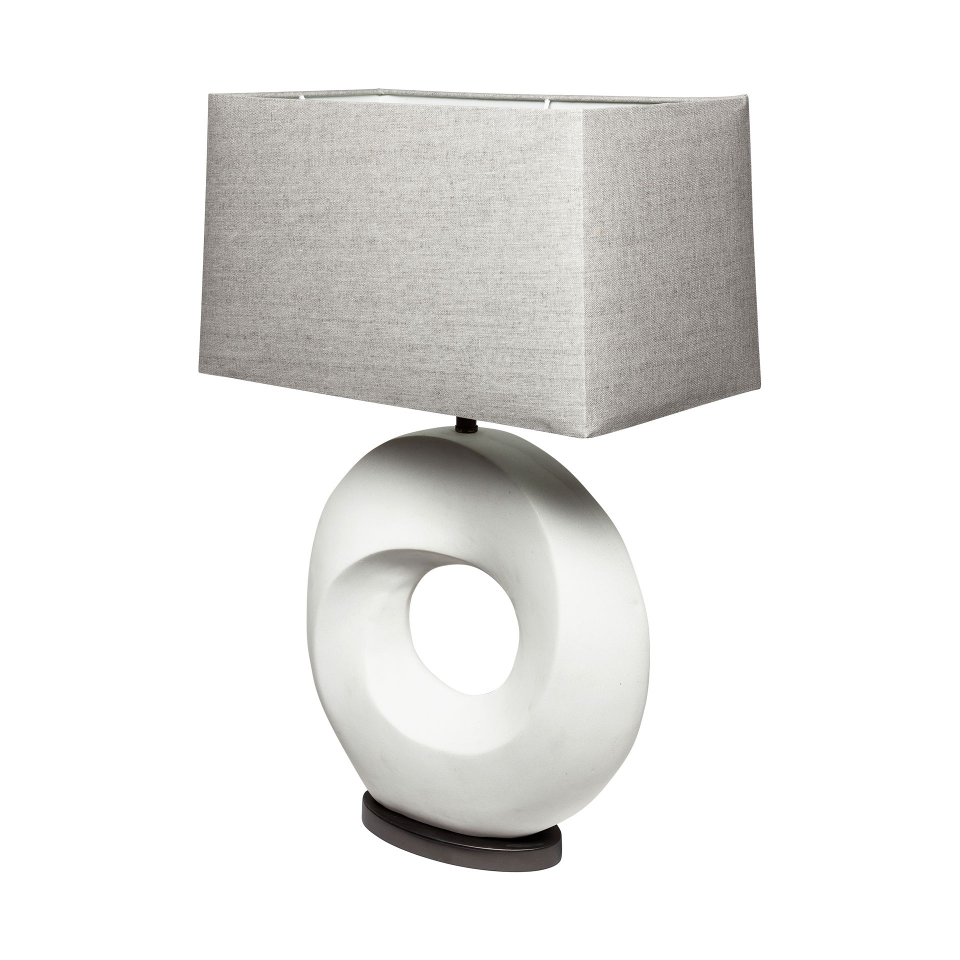 Celtica (26.8'H) White Resin Ring-Shaped Base Table Lamp, by Mercana, 17" length x 9" width x 27.5" height View 1
