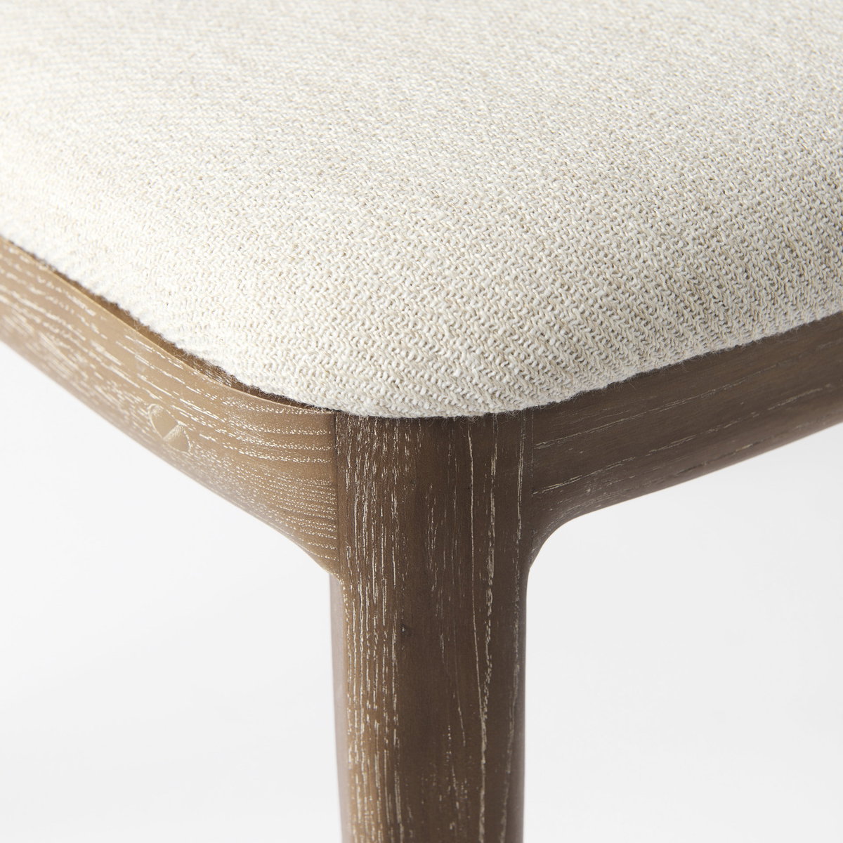 Clara Cane Back Dining Side Chair | Cream Fabric with Brown Wood, Dining Chair by Mercana, 18" length x 23.25" width x 33.75" height View 12