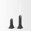 Polli Matte Black with Brushed Gold Metal Taper Candleholders (Set of 2), Candles & Candle Holder by Mercana, 4.33" length x 4.15" width x 11.4" height thumbnail 8