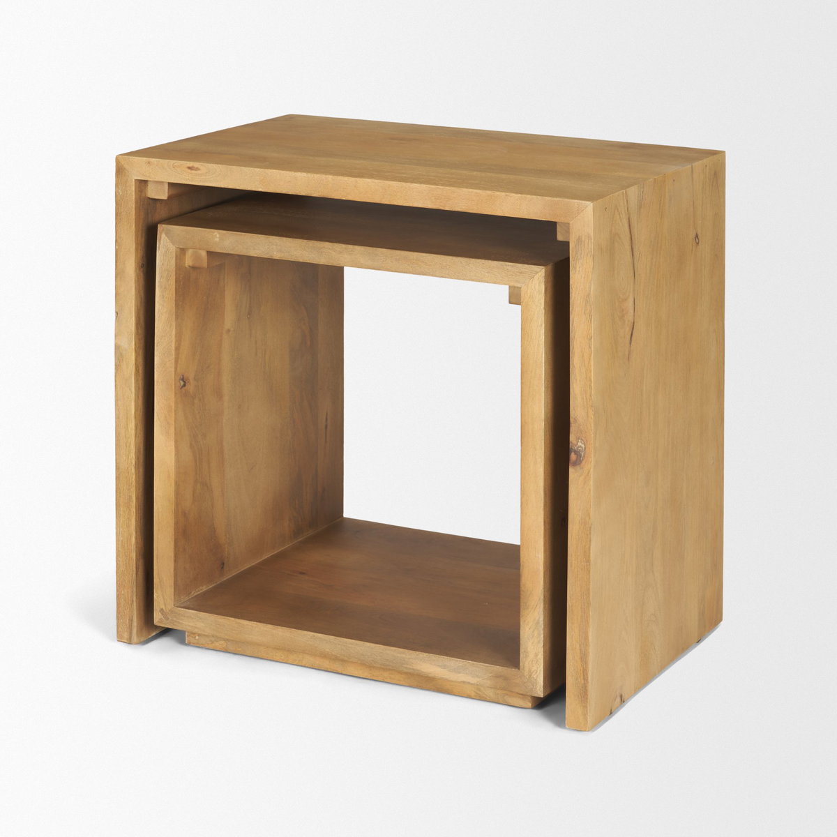 Alanna 22.0L x 15.0W x 22.0H Set of 2 Brown Wood Nesting Accent Tables, Side & End Table by Mercana, 22" length x 15" width x 22.25" height View 11