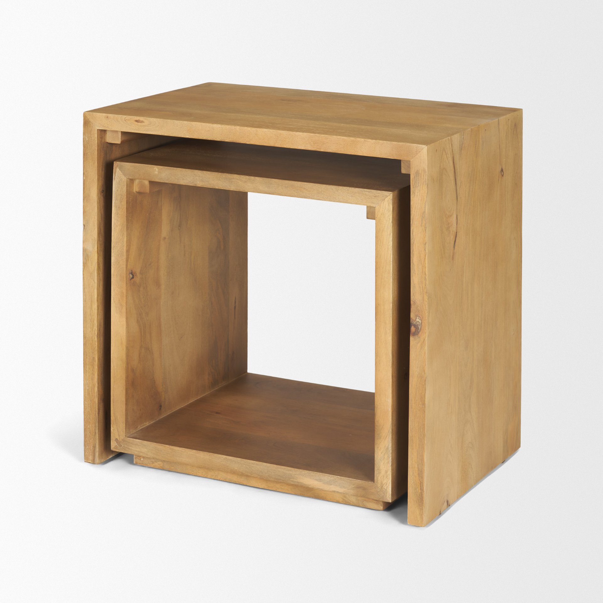 Alanna 22.0L x 15.0W x 22.0H Set of 2 Brown Wood Nesting Accent Tables large image 